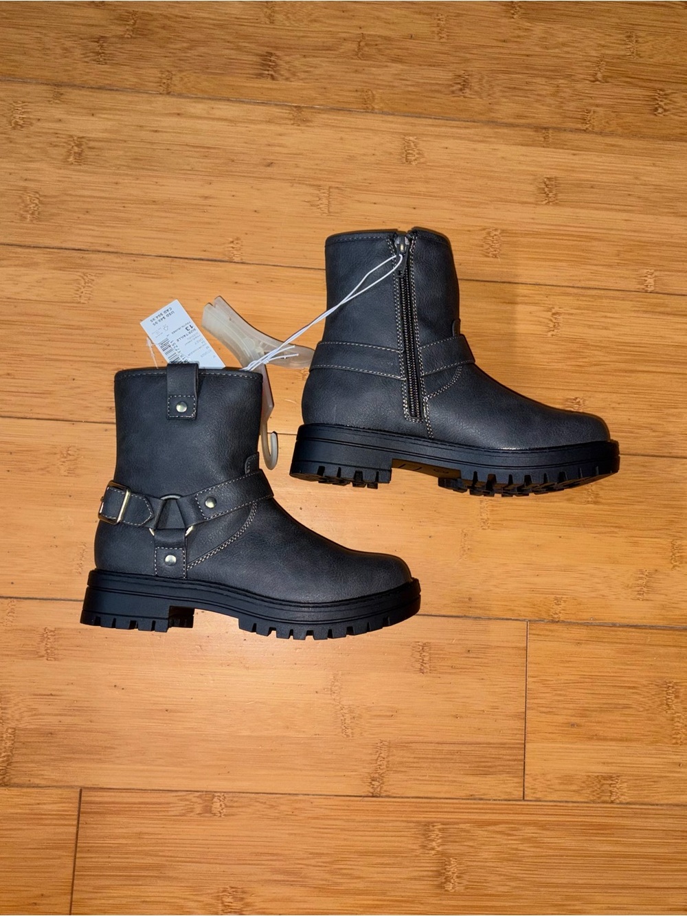 NWT Girl’s Size 13 Gray Moto Boots Shoes #bikerboots #edgy